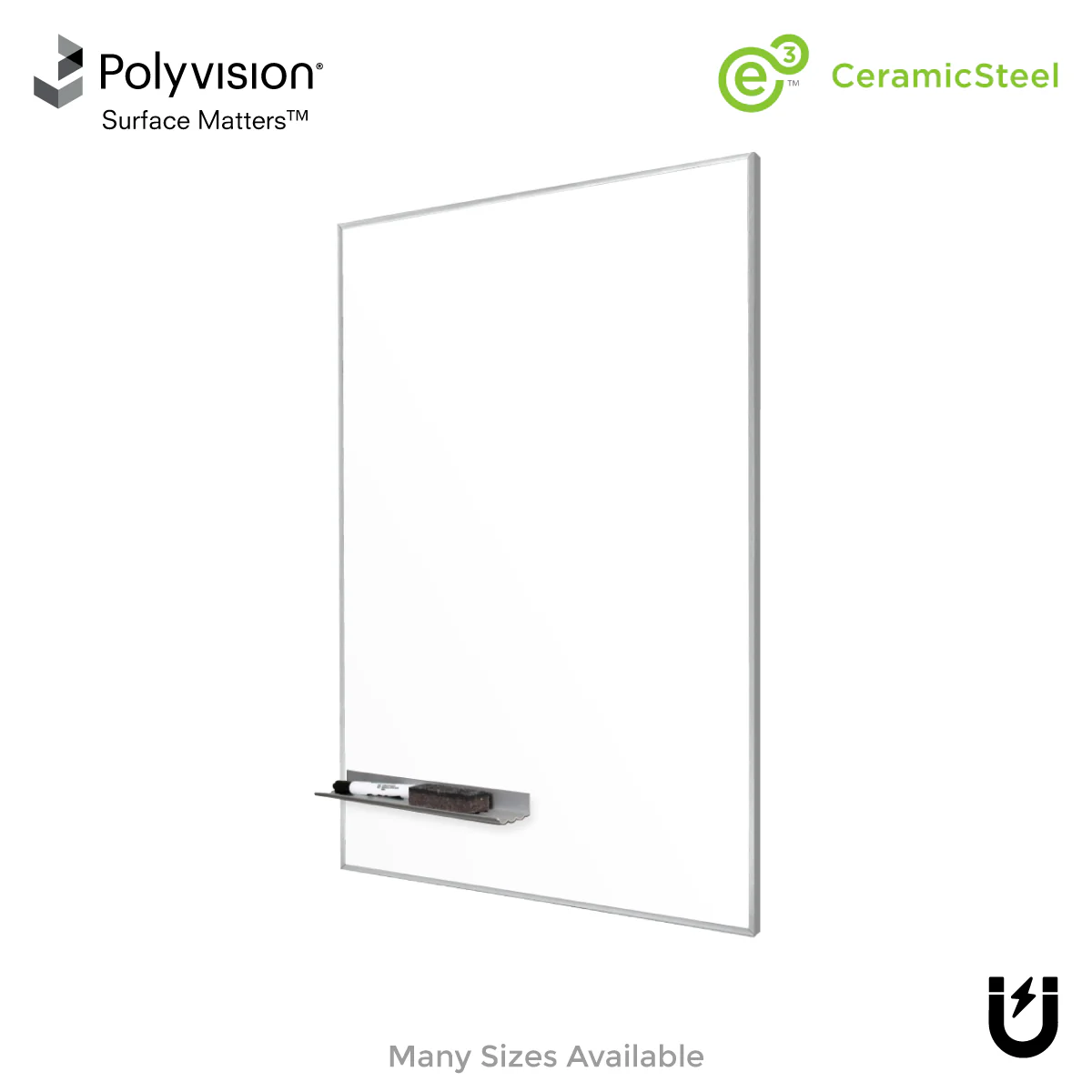 Satin Minimalist Frame | Portrait Ceramic Steel Whiteboard