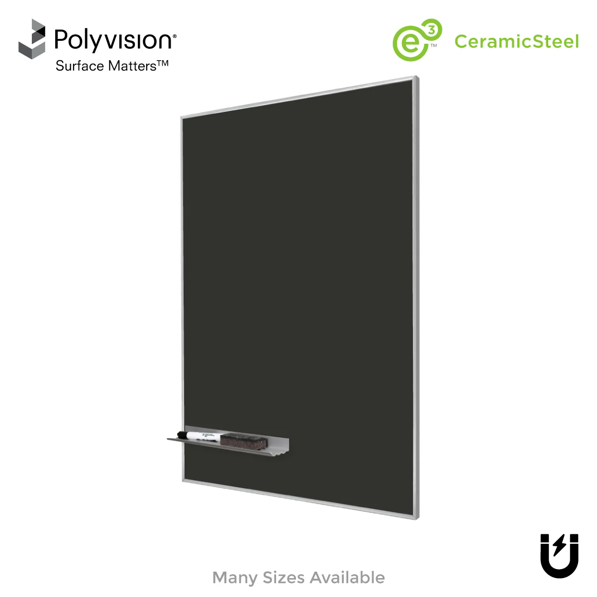 Satin Minimalist Frame | Portrait Black Ceramic Steel Chalkboard